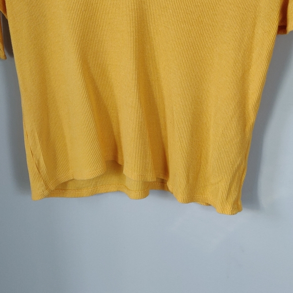 Ardene Bright Yellow Ribbed Tie-Sleeve Top Large - Picture 4 of 9